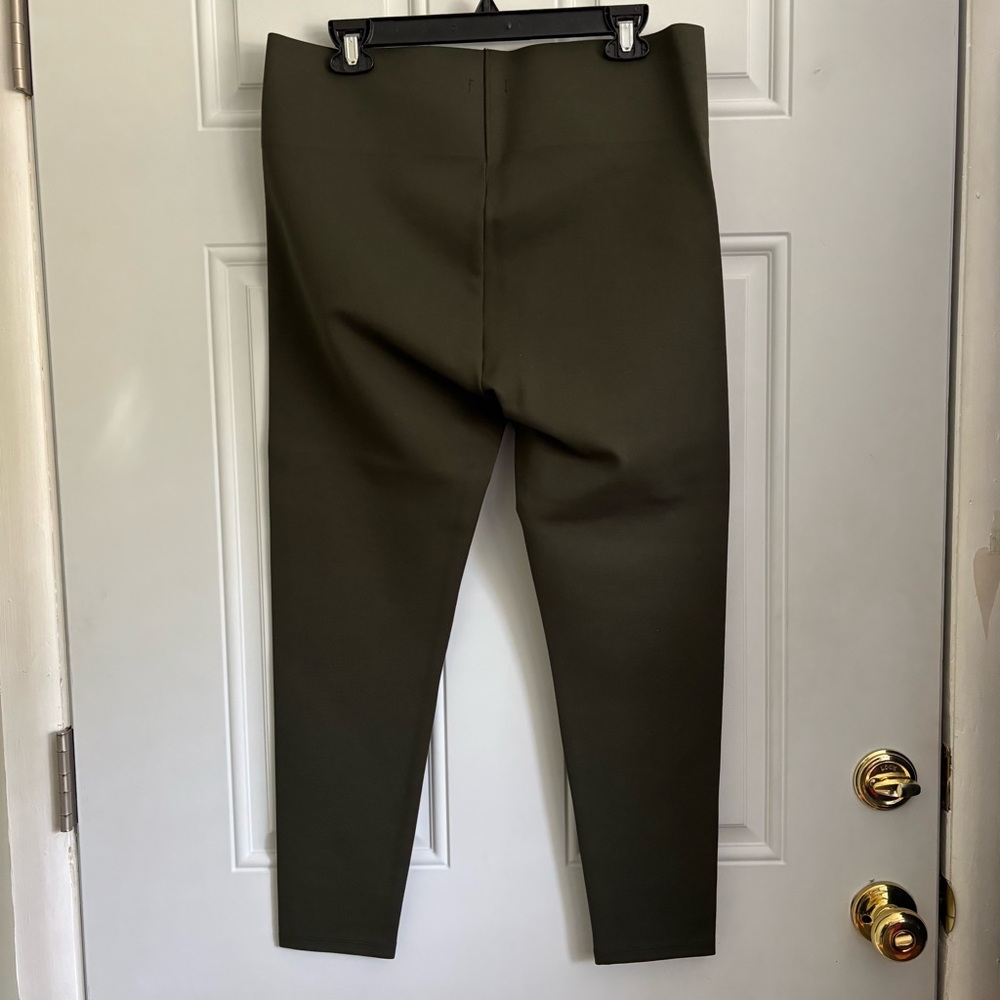 High-Rise Olive Green Ponte Leggings - Picture 4 of 8